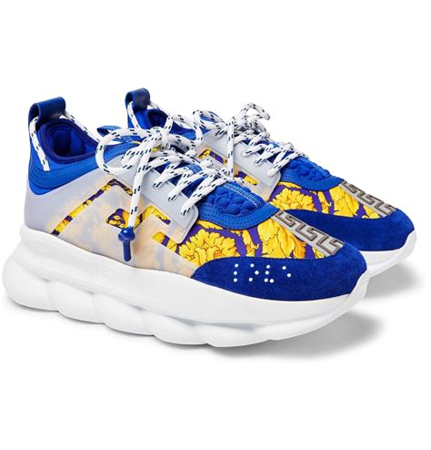 versace signature blue suede sneakers|Versace shoes wholesale.